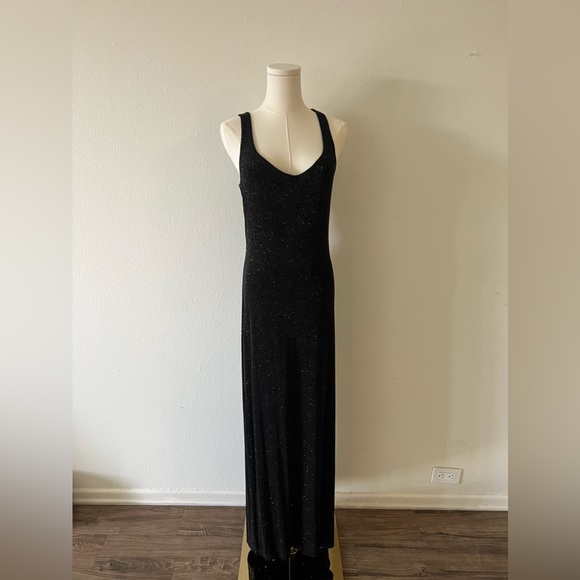 vintage mob wife early 2k sparkly black slip gown size M - Picture 4 of 8